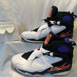 Jordan 8 Retro White Black Purple Sneakers